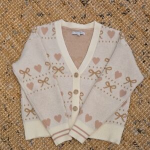 Celebrity Pink Cream and Tan Cardigan